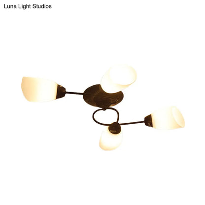 DecorBites™ DecorBites™ Semi Flush Oval Ceiling Mount Lighting with 4/6/9 Traditional White Glass Lights - Perfect for Living Room