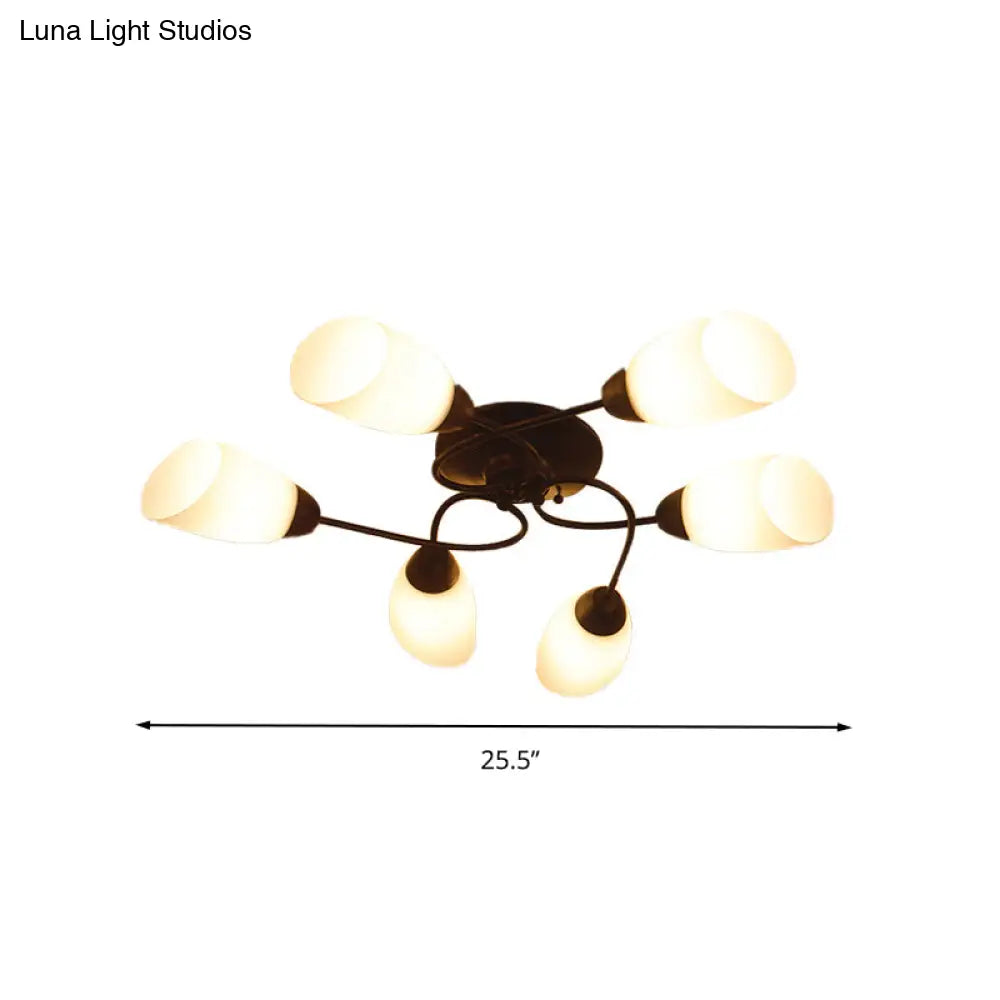 DecorBites™ DecorBites™ Semi Flush Oval Ceiling Mount Lighting with 4/6/9 Traditional White Glass Lights - Perfect for Living Room