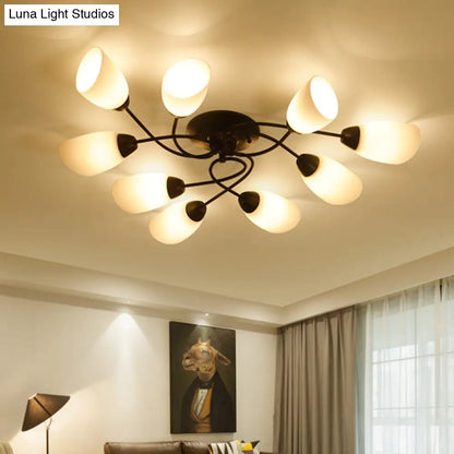 DecorBites™ DecorBites™ Semi Flush Oval Ceiling Mount Lighting with 4/6/9 Traditional White Glass Lights - Perfect for Living Room