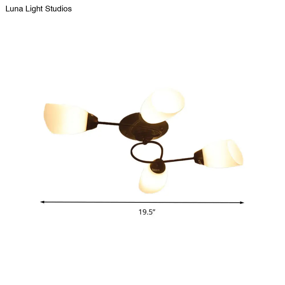 DecorBites™ DecorBites™ Semi Flush Oval Ceiling Mount Lighting with 4/6/9 Traditional White Glass Lights - Perfect for Living Room