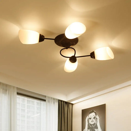 DecorBites™ DecorBites™ Semi Flush Oval Ceiling Mount Lighting with 4/6/9 Traditional White Glass Lights - Perfect for Living Room