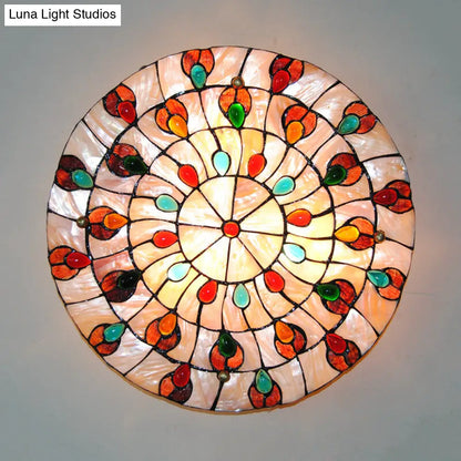 DecorBites™ DecorBites™ Semi Flush Stained Glass Ceiling Light Fixture with Tiffany Style Jewel Decoration