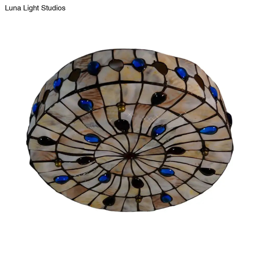 DecorBites™ DecorBites™ Semi Flush Stained Glass Ceiling Light Fixture with Tiffany Style Jewel Decoration