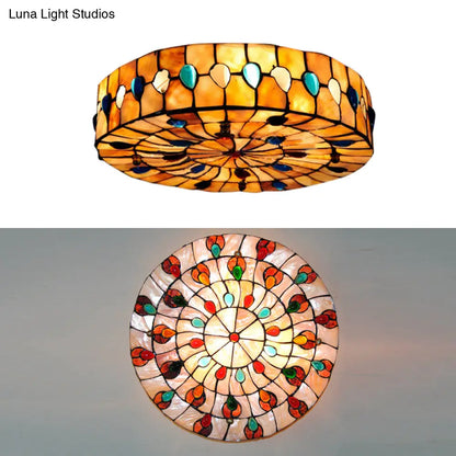 DecorBites™ DecorBites™ Semi Flush Stained Glass Ceiling Light Fixture with Tiffany Style Jewel Decoration