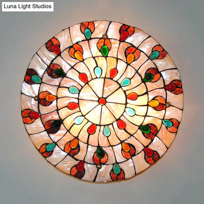 DecorBites™ DecorBites™ Semi Flush Stained Glass Ceiling Light Fixture with Tiffany Style Jewel Decoration