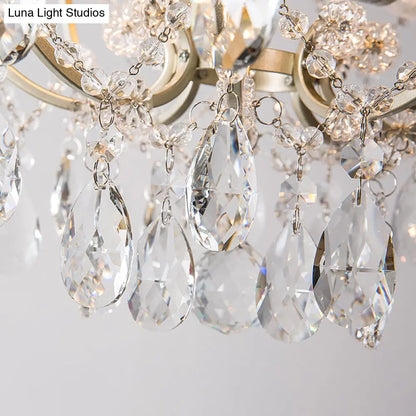DecorBites™ DecorBites™ Semi Flush Traditional Crystal Ceiling Light Fixture - Beveled Crystal, 4 Bulbs, Brass Mount