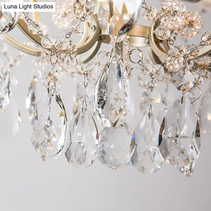 DecorBites™ DecorBites™ Semi Flush Traditional Crystal Ceiling Light Fixture - Beveled Crystal, 4 Bulbs, Brass Mount