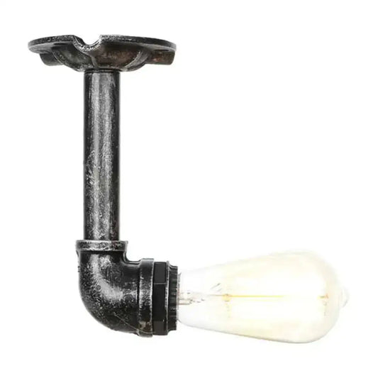 DecorBites™ DecorBites™ Semi Flush Vintage Aged Brass/Silver/Bronze Angle Pipe Ceiling Mount Light Fixture - 1 Light