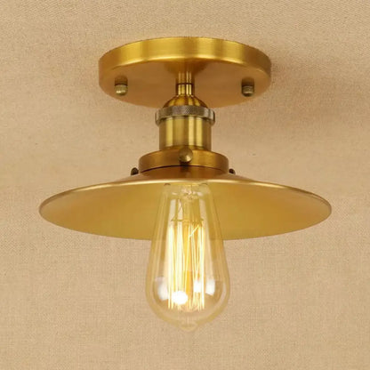 DecorBites™ DecorBites™ Semi Flush Wide Flared Ceiling Light - Rust/Chrome/Black Iron Finish - 1 Light - Warehouse Style