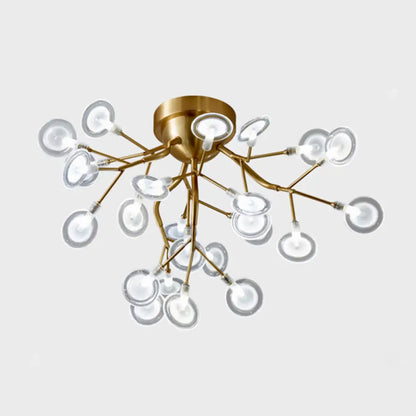 DecorBites™ DecorBites™ Semi LED Flush Chandelier: Metal Branch Flush Mount Light with Firefly Shade
