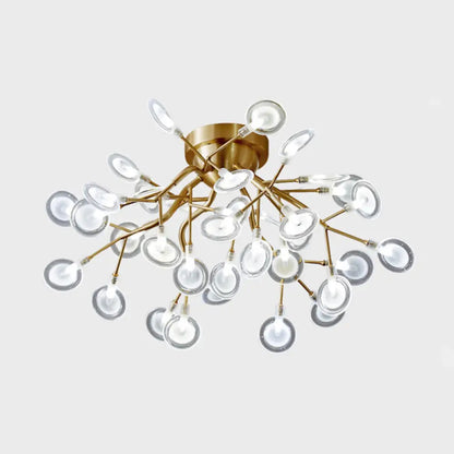 DecorBites™ DecorBites™ Semi LED Flush Chandelier: Metal Branch Flush Mount Light with Firefly Shade