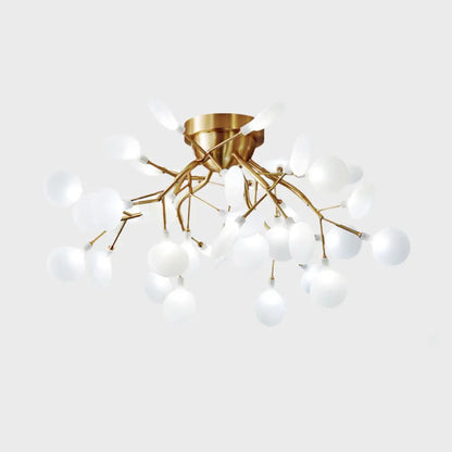 DecorBites™ DecorBites™ Semi LED Flush Chandelier: Metal Branch Flush Mount Light with Firefly Shade