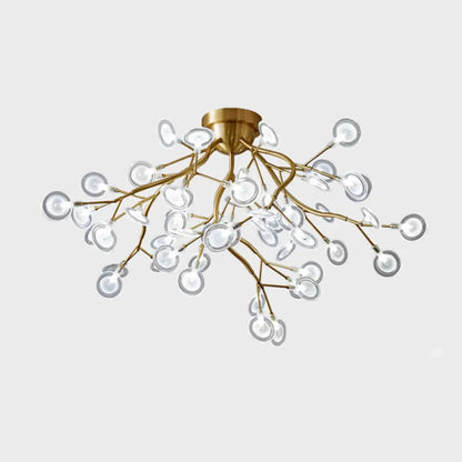DecorBites™ DecorBites™ Semi LED Flush Chandelier: Metal Branch Flush Mount Light with Firefly Shade