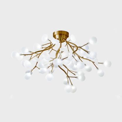 DecorBites™ DecorBites™ Semi LED Flush Chandelier: Metal Branch Flush Mount Light with Firefly Shade