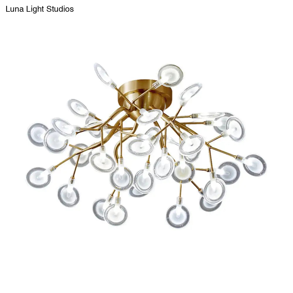DecorBites™ DecorBites™ Semi LED Flush Chandelier: Metal Branch Flush Mount Light with Firefly Shade