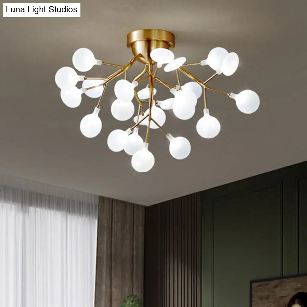 DecorBites™ DecorBites™ Semi LED Flush Chandelier: Metal Branch Flush Mount Light with Firefly Shade