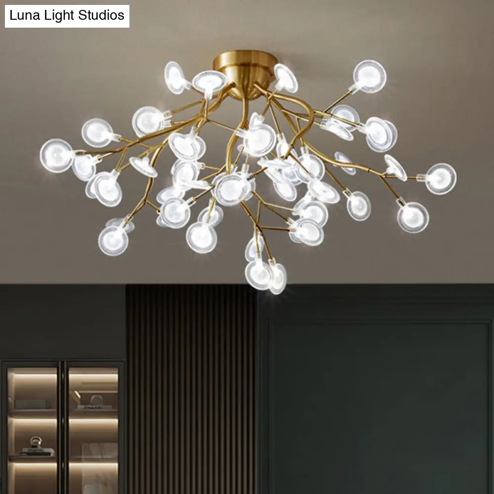 DecorBites™ DecorBites™ Semi LED Flush Chandelier: Metal Branch Flush Mount Light with Firefly Shade