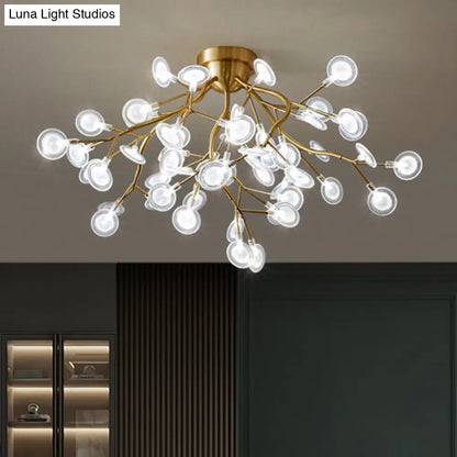 DecorBites™ DecorBites™ Semi LED Flush Chandelier: Metal Branch Flush Mount Light with Firefly Shade