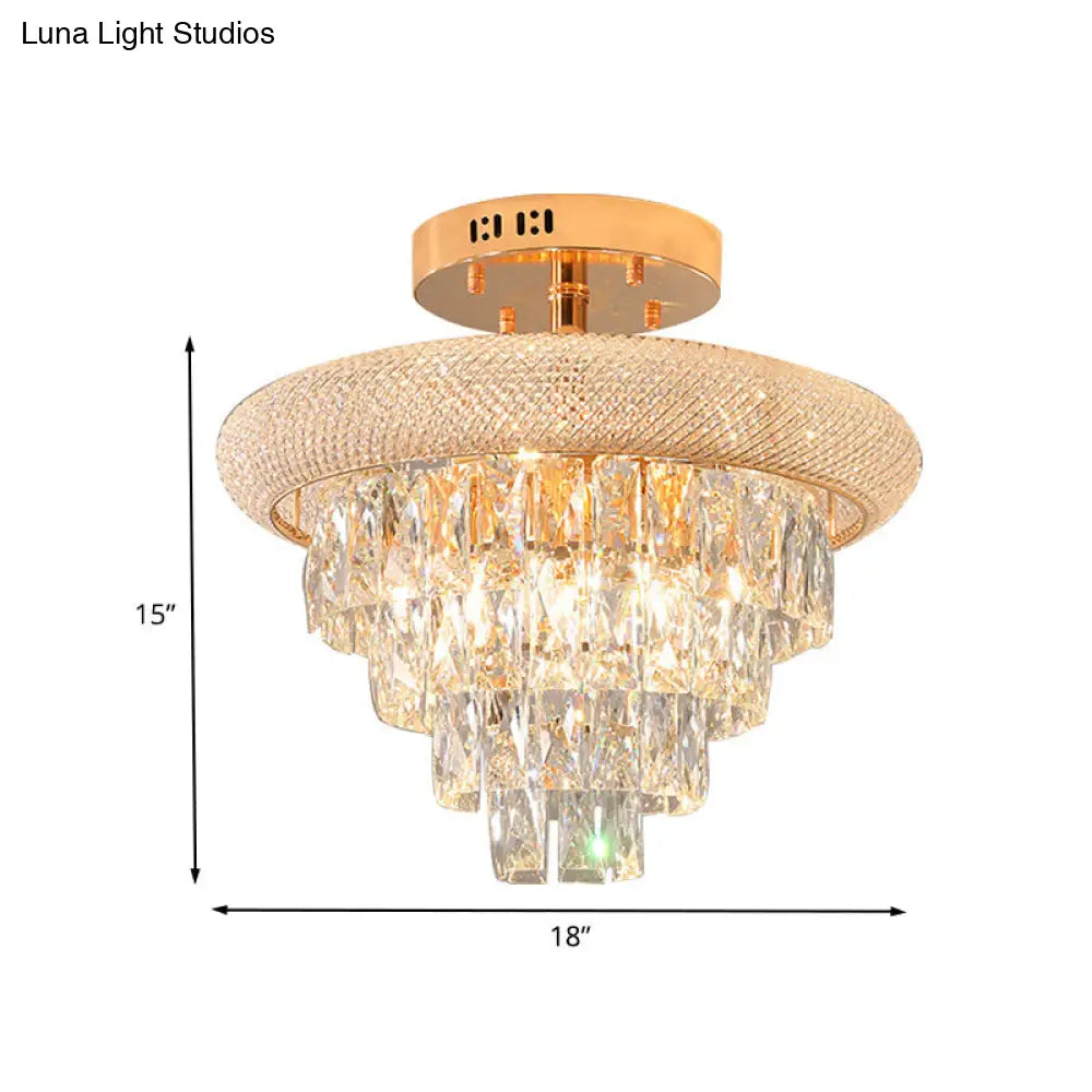 DecorBites™ DecorBites™ Semi Mount 9-Light Traditional Crystal Ceiling Flush Fixture in Gold