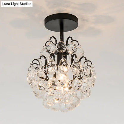 DecorBites™ مصباح كريستالي شبه مثبت على السقف من DecorBites™ - تصميم أنيق مخروطي الشكل بمصباح واحد باللون الأسود