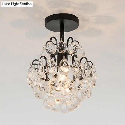 DecorBites™ مصباح كريستالي شبه مثبت على السقف من DecorBites™ - تصميم أنيق مخروطي الشكل بمصباح واحد باللون الأسود