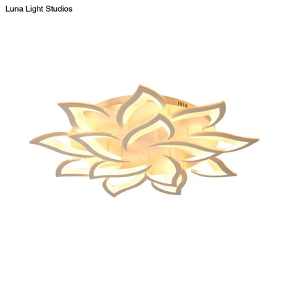 DecorBites™ DecorBites™ Semi Mount Floral Office Ceiling Flush Light with Acrylic Shade – Modernist Design (5/10/14 Bulbs) in Warm/White Light