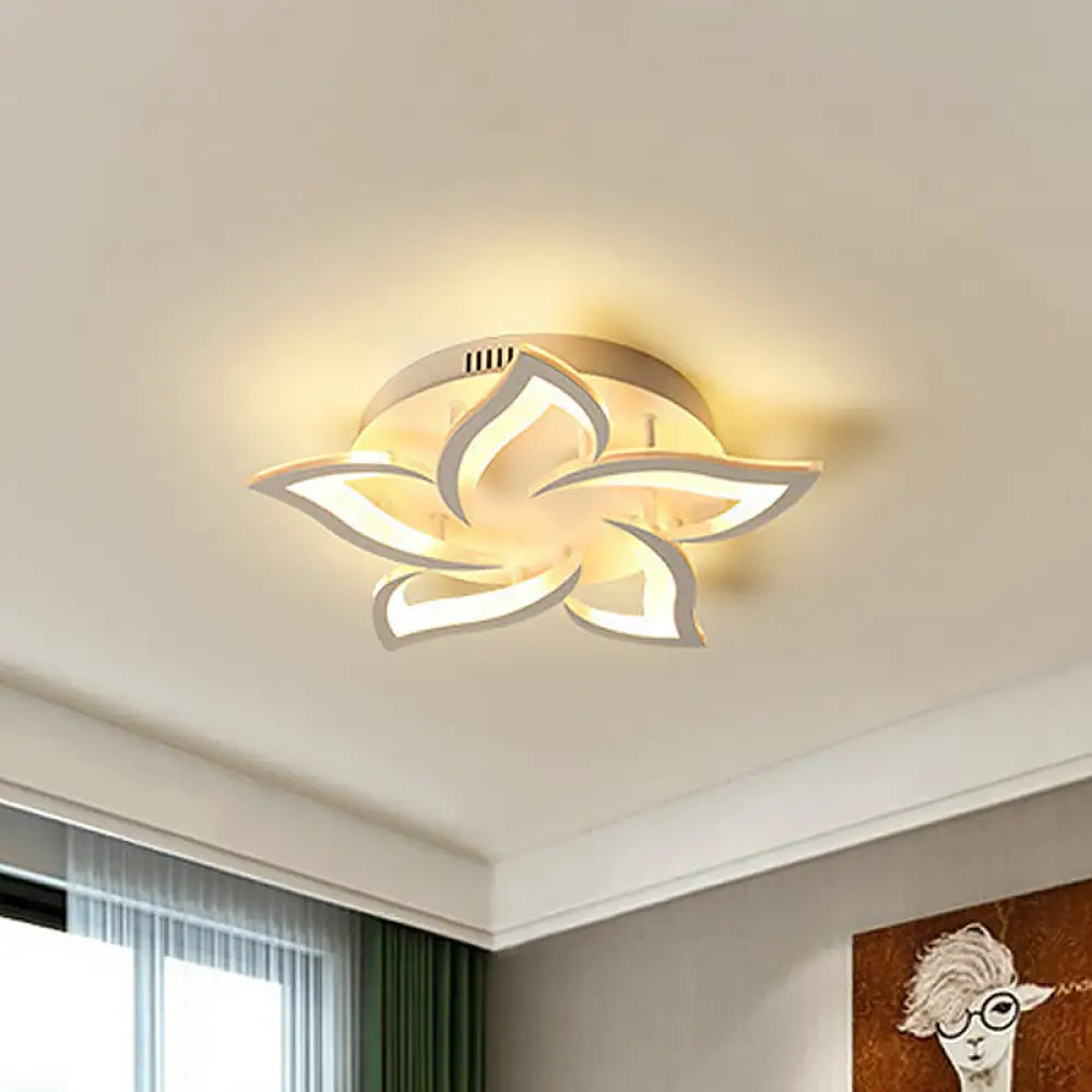 DecorBites™ DecorBites™ Semi Mount Floral Office Ceiling Flush Light with Acrylic Shade – Modernist Design (5/10/14 Bulbs) in Warm/White Light