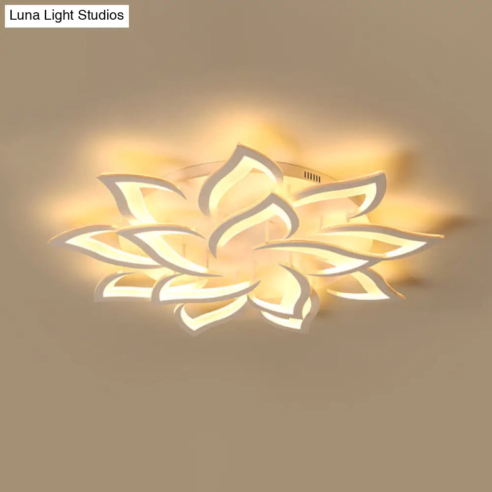 DecorBites™ DecorBites™ Semi Mount Floral Office Ceiling Flush Light with Acrylic Shade – Modernist Design (5/10/14 Bulbs) in Warm/White Light