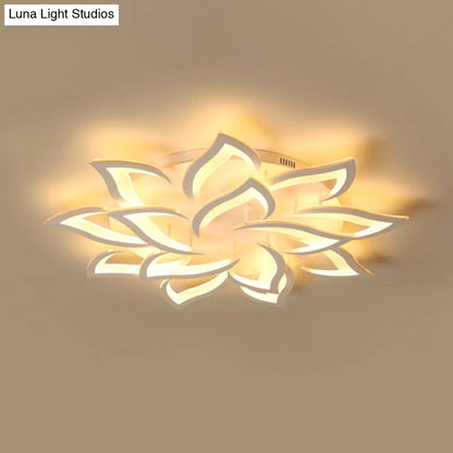 DecorBites™ DecorBites™ Semi Mount Floral Office Ceiling Flush Light with Acrylic Shade – Modernist Design (5/10/14 Bulbs) in Warm/White Light
