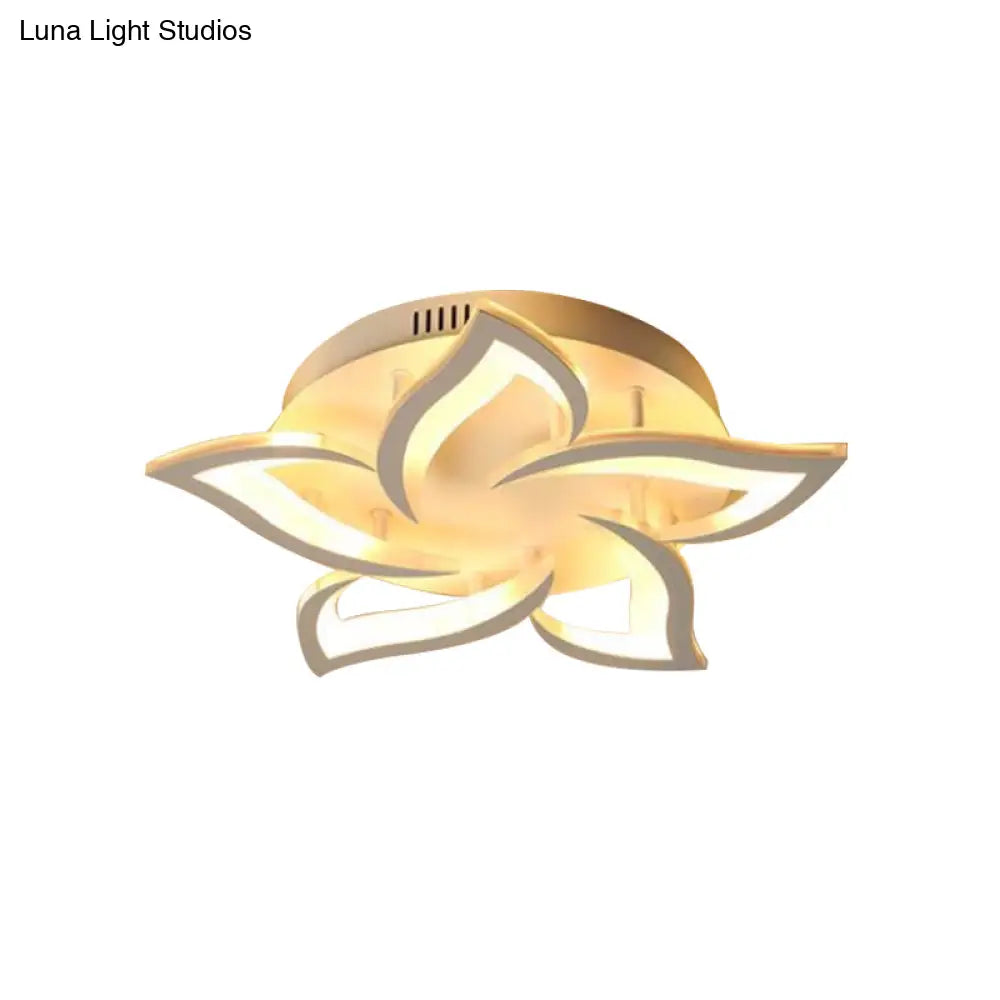 DecorBites™ DecorBites™ Semi Mount Floral Office Ceiling Flush Light with Acrylic Shade – Modernist Design (5/10/14 Bulbs) in Warm/White Light