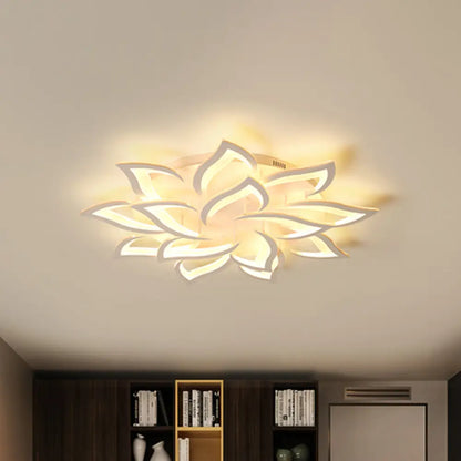 DecorBites™ DecorBites™ Semi Mount Floral Office Ceiling Flush Light with Acrylic Shade – Modernist Design (5/10/14 Bulbs) in Warm/White Light