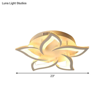 DecorBites™ DecorBites™ Semi Mount Floral Office Ceiling Flush Light with Acrylic Shade – Modernist Design (5/10/14 Bulbs) in Warm/White Light