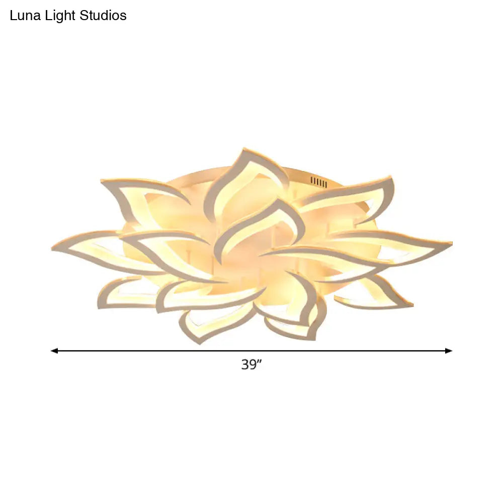 DecorBites™ DecorBites™ Semi Mount Floral Office Ceiling Flush Light with Acrylic Shade – Modernist Design (5/10/14 Bulbs) in Warm/White Light