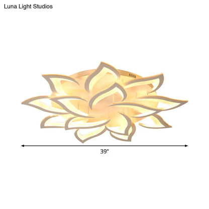 DecorBites™ DecorBites™ Semi Mount Floral Office Ceiling Flush Light with Acrylic Shade – Modernist Design (5/10/14 Bulbs) in Warm/White Light