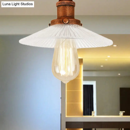 DecorBites™ DecorBites™ Semi Mount Ribbed Glass Cone Ceiling Light in Black/Brass/Copper - Industrial Style for Living Room - 1 Bulb