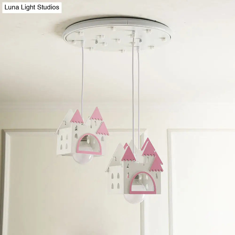 DecorBites™ DecorBites™ Semi Mount Wooden House Cartoon Flush Mount Light with 3 Lights - White Nursery Fixture