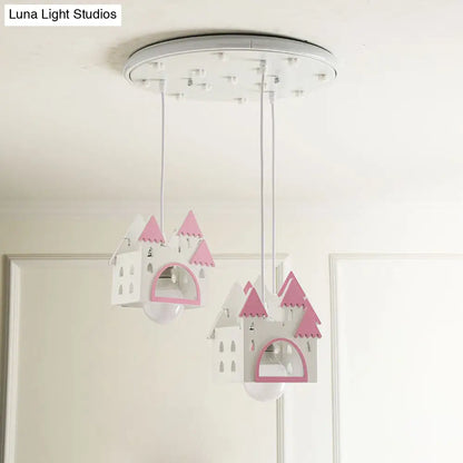 DecorBites™ DecorBites™ Semi Mount Wooden House Cartoon Flush Mount Light with 3 Lights - White Nursery Fixture