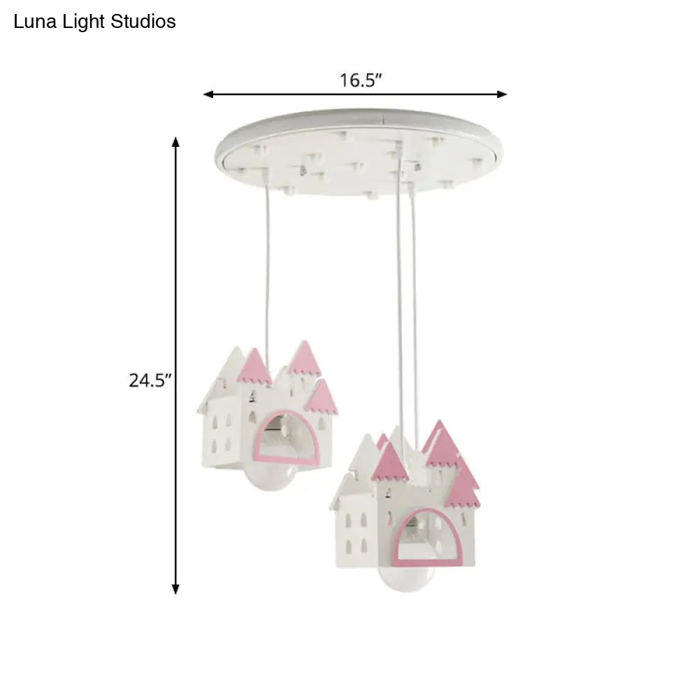 DecorBites™ DecorBites™ Semi Mount Wooden House Cartoon Flush Mount Light with 3 Lights - White Nursery Fixture