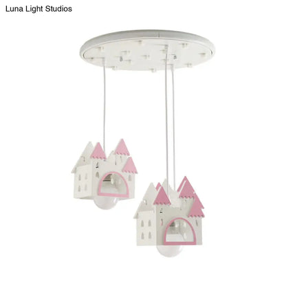 DecorBites™ DecorBites™ Semi Mount Wooden House Cartoon Flush Mount Light with 3 Lights - White Nursery Fixture