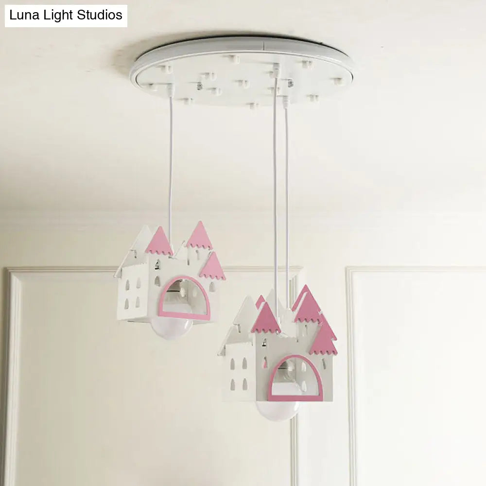 DecorBites™ DecorBites™ Semi Mount Wooden House Cartoon Flush Mount Light with 3 Lights - White Nursery Fixture