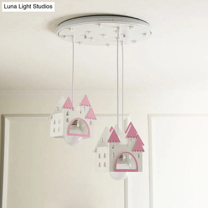 DecorBites™ DecorBites™ Semi Mount Wooden House Cartoon Flush Mount Light with 3 Lights - White Nursery Fixture