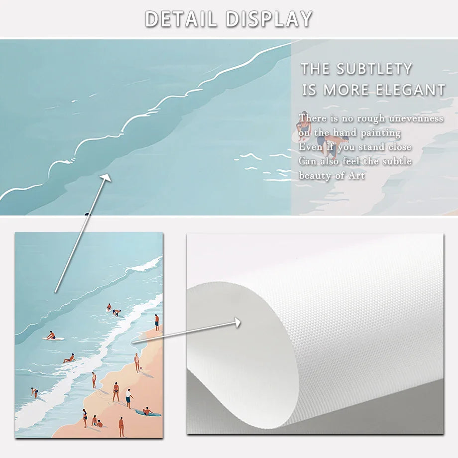Serene Beach Watercolor Canvas Art Print - Posters