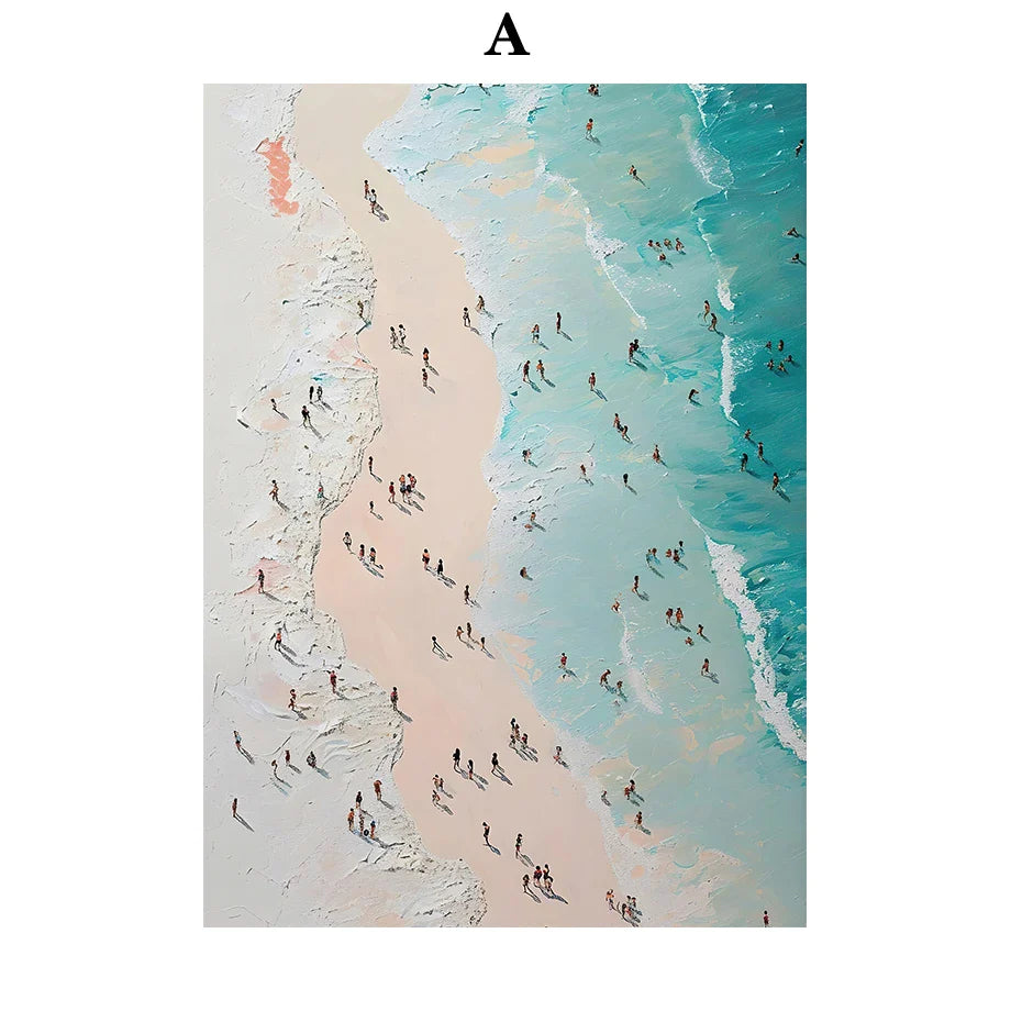 Serene Beach Watercolor Canvas Art Print - A / 40cmX60cm - Posters