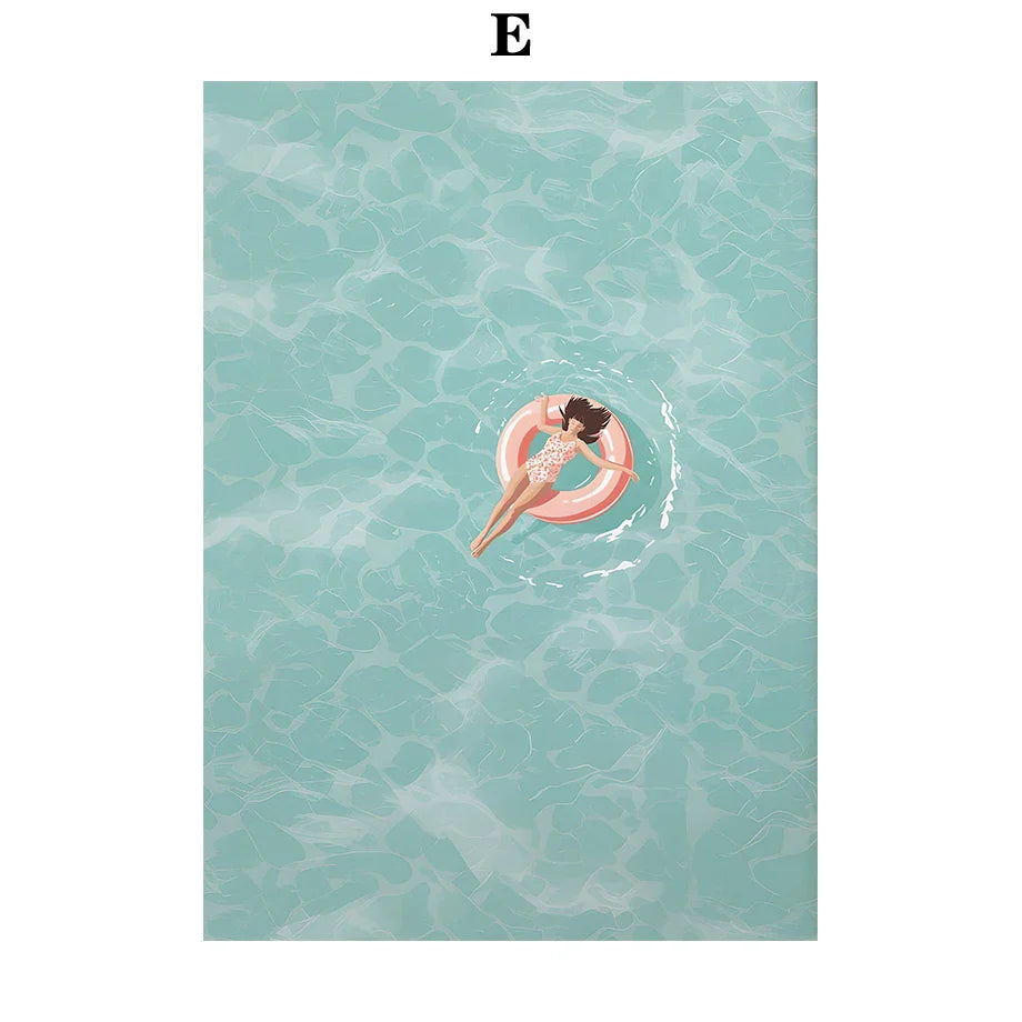 Serene Beach Watercolor Canvas Art Print - E / 50cmX75cm - Posters