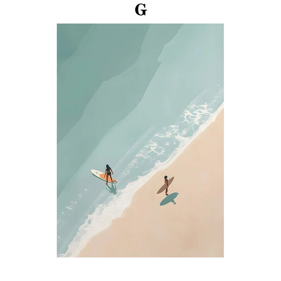 Serene Beach Watercolor Canvas Art Print - G / 13cmX18cm - Posters