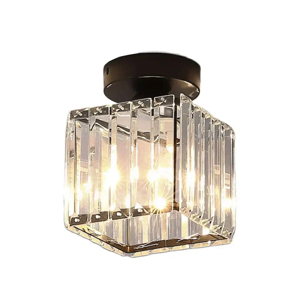 Clear crystal glass pendant light with black metal ceiling mount in set of 4 decorbites crystal mini ceiling lights