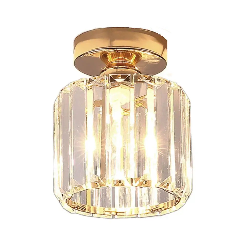 Set of 4 black and gold decorbites crystal mini ceiling lights featuring cylindrical crystal prisms for living room decor