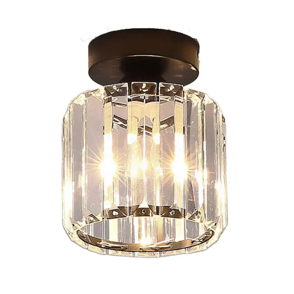 Set of 4 black and gold decorbites crystal mini ceiling lights with clear crystal glass prisms and dark bronze mounts