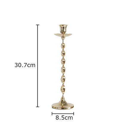 Set of 4 decorbites golden candlestick holders with twisted metal stems and fluted bases for dining room decor