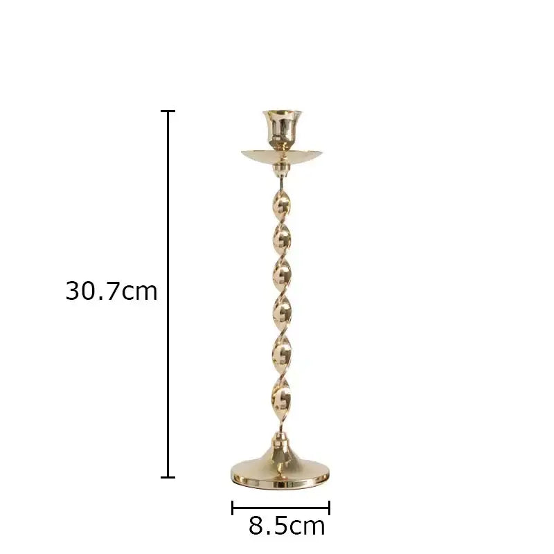 Set of 4 decorbites golden candlestick holders with twisted metal stems and fluted bases for dining room decor